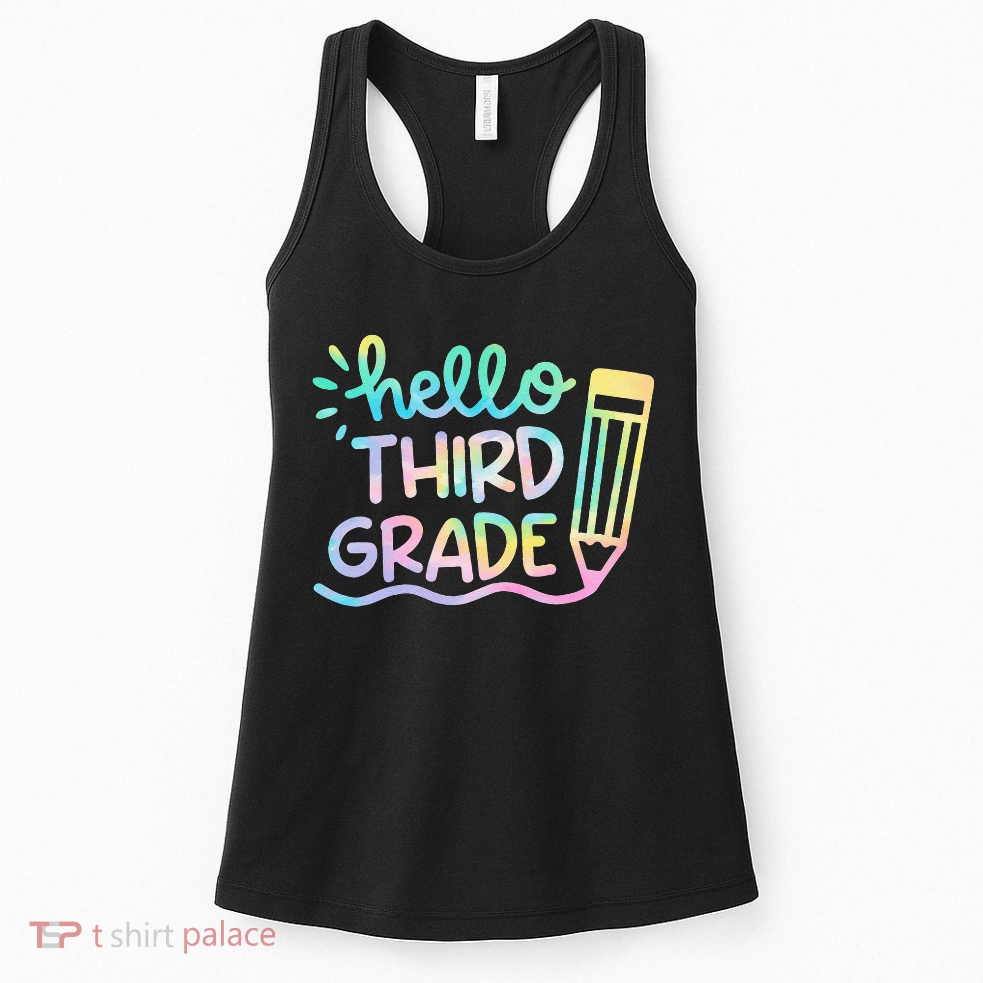 Hello 3rd Grade Tie Dye Teachers Kids Back To School Funny Women's Tank Top