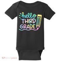 Hello 3rd Grade Tie Dye Teachers Kids Back To School Funny Baby Bodysuit thumb 0