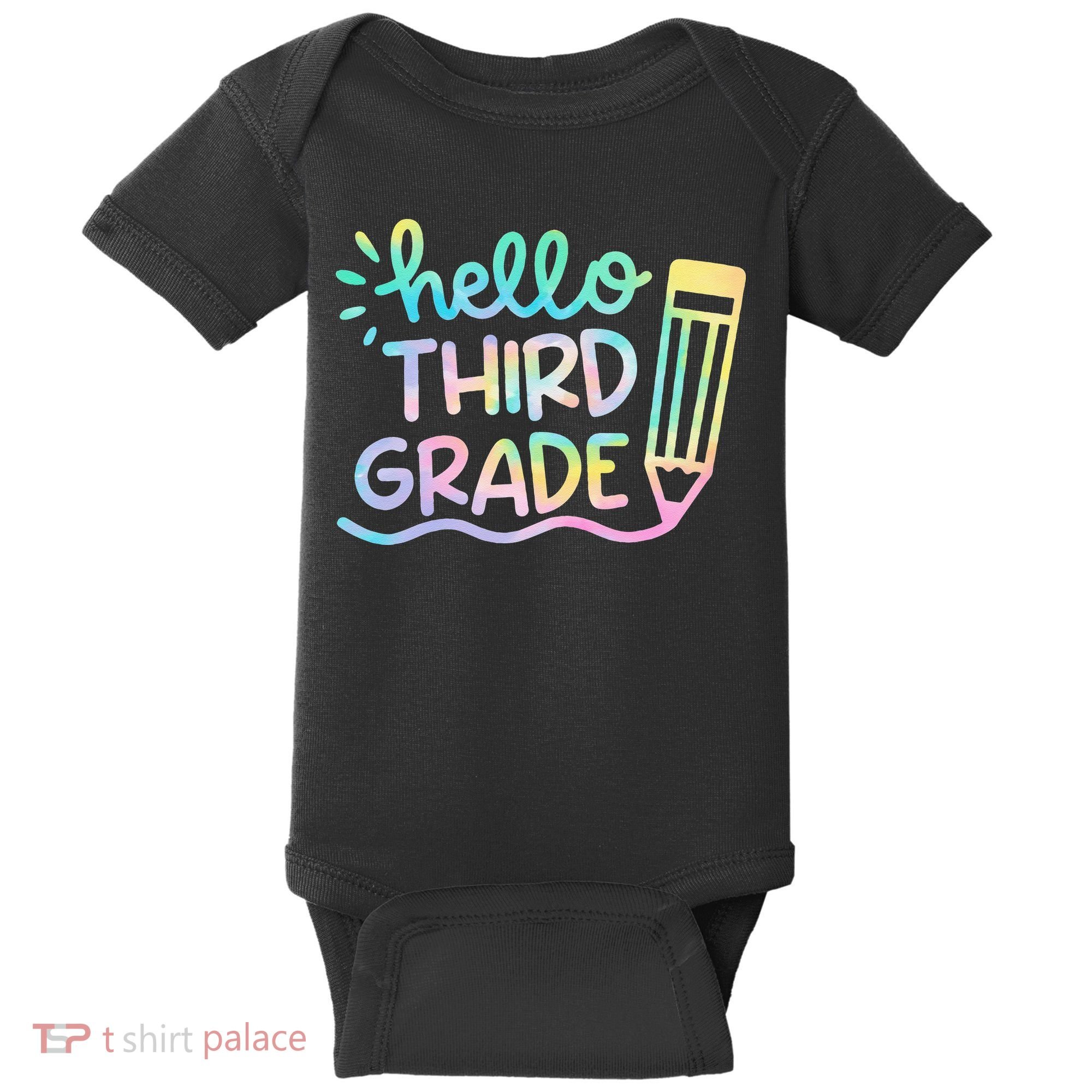 Hello 3rd Grade Tie Dye Teachers Kids Back To School Funny Baby Bodysuit