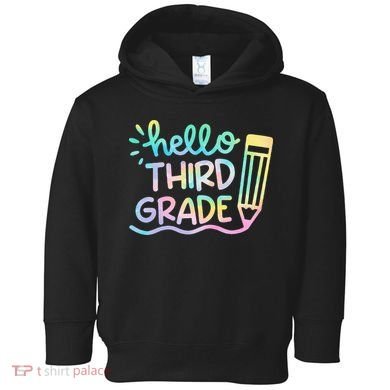 Hello 3rd Grade Tie Dye Teachers Kids Back To School Funny Toddler Hoodie