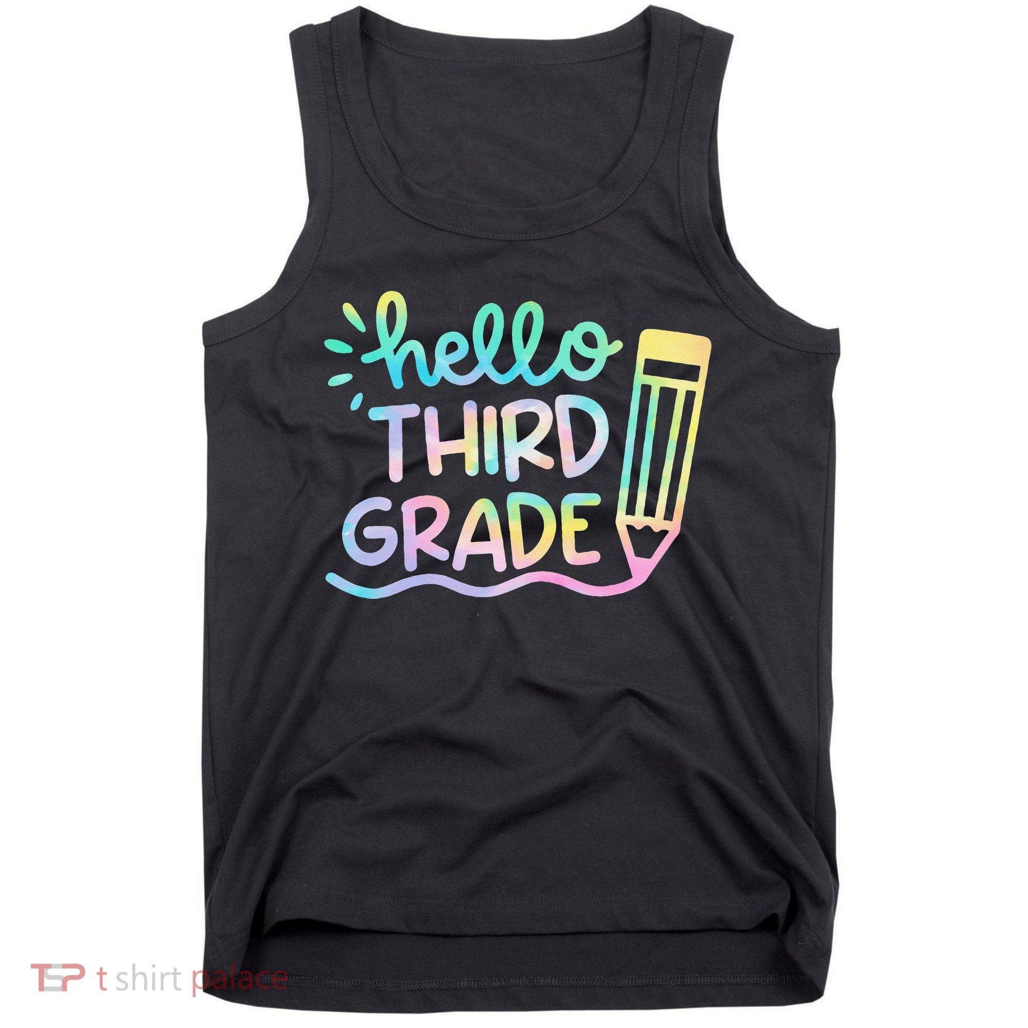 Hello 3rd Grade Tie Dye Teachers Kids Back To School Funny Tank Top