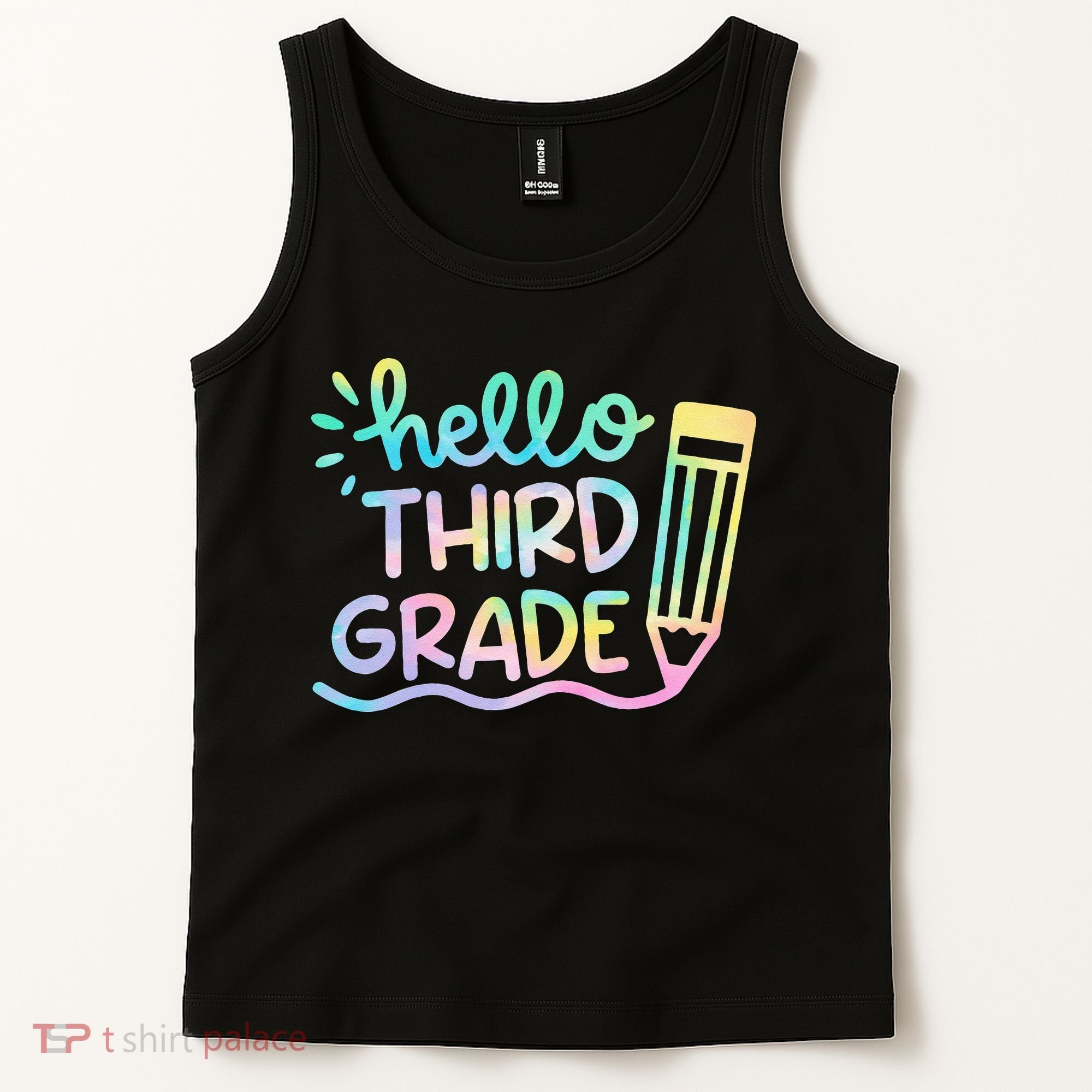 Hello 3rd Grade Tie Dye Teachers Kids Back To School Funny Tank Top