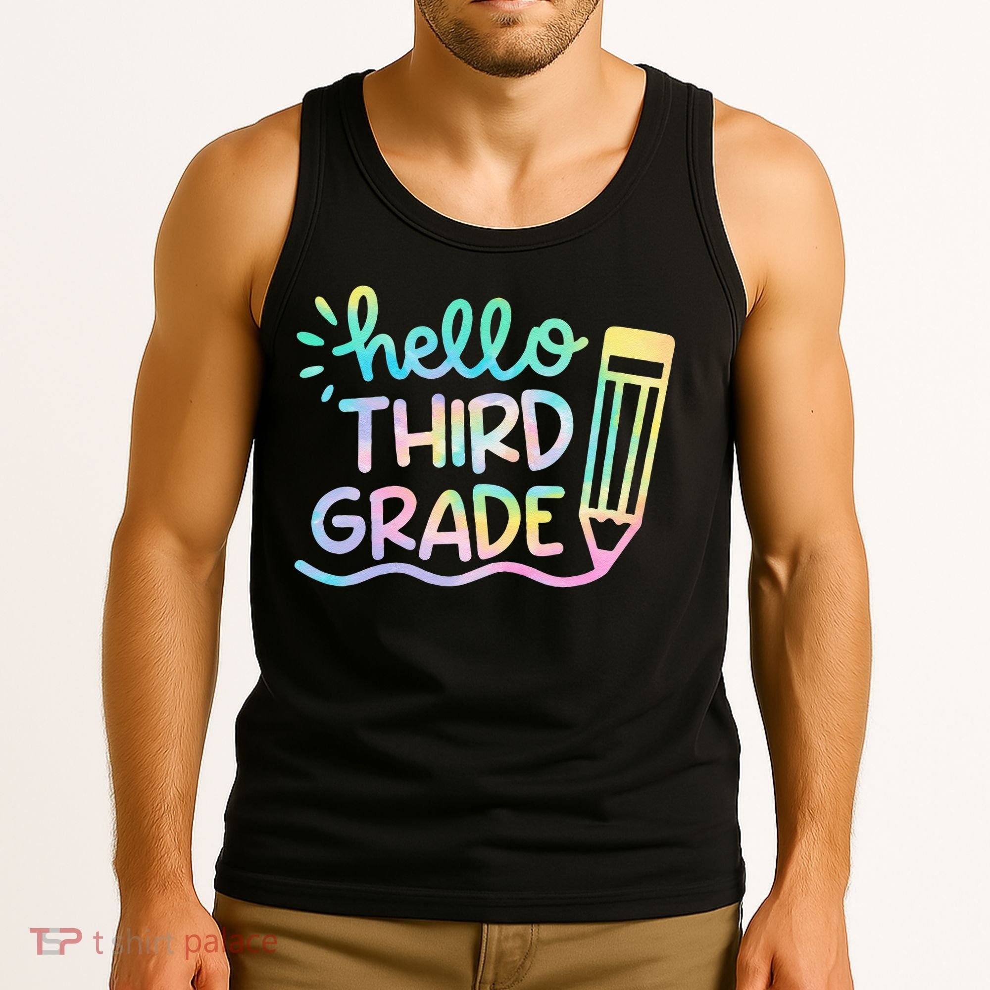 Hello 3rd Grade Tie Dye Teachers Kids Back To School Funny Tank Top