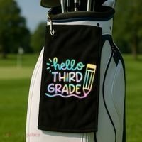 Hello 3rd Grade Tie Dye Teachers Kids Back To School Funny Golf Towel thumb 2