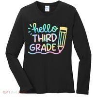 Hello 3rd Grade Tie Dye Teachers Kids Back To School Funny Women's Long Sleeve Shirt thumb 0