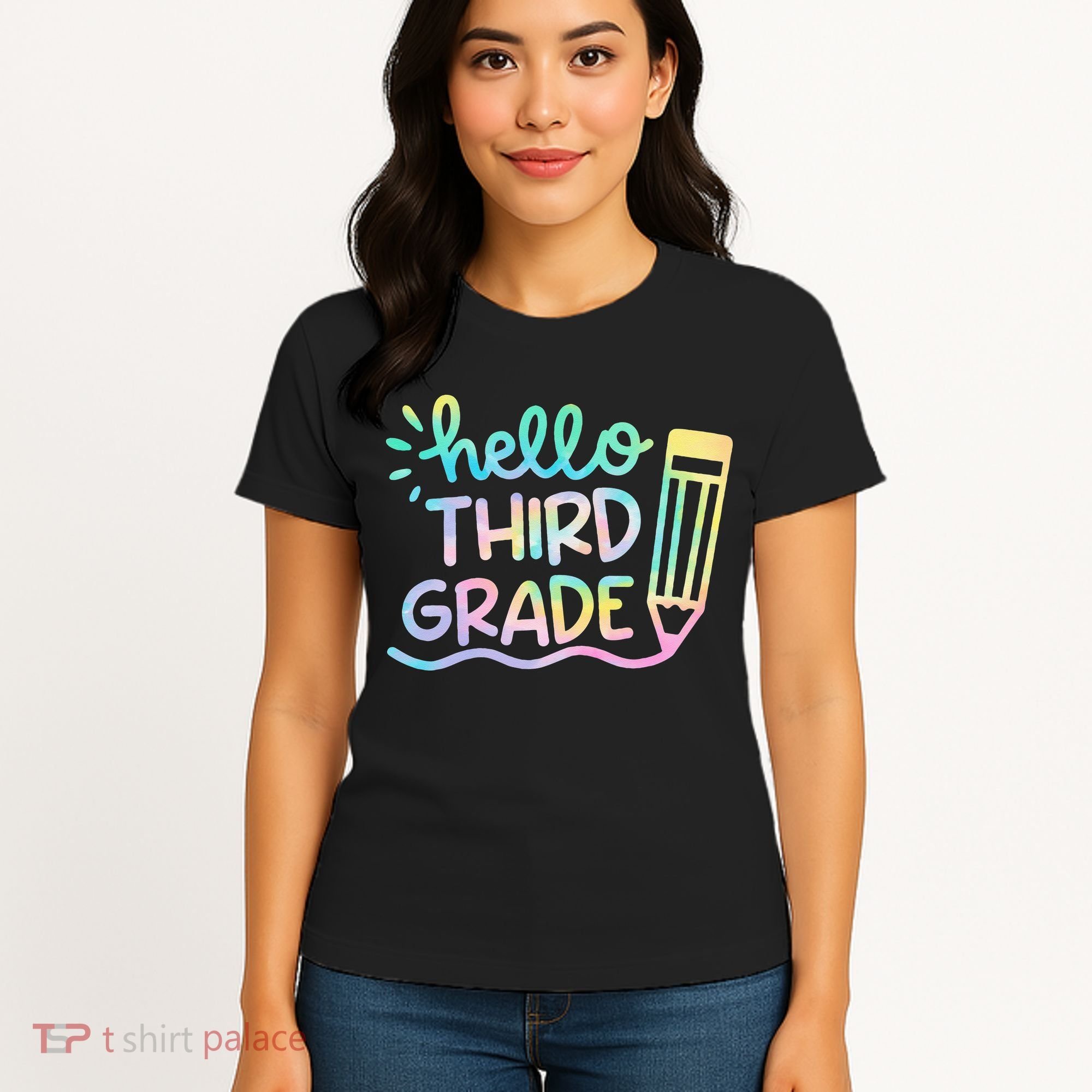 Hello 3rd Grade Tie Dye Teachers Kids Back To School Funny Women's T-Shirt