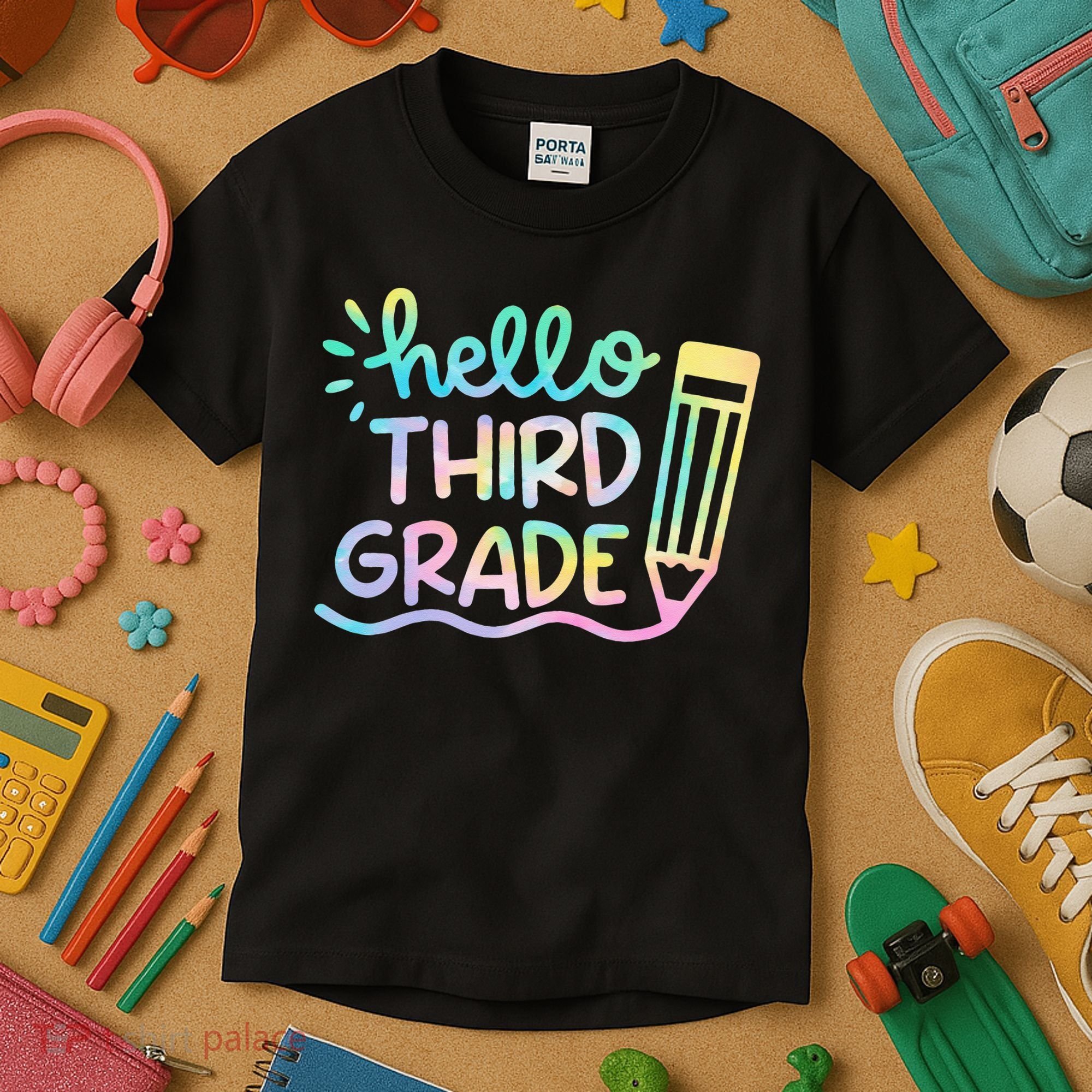 Hello 3rd Grade Tie Dye Teachers Kids Back To School Funny Kids T-Shirt