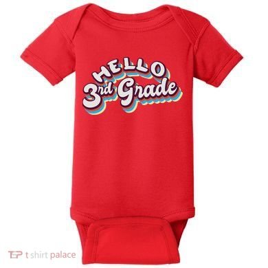 Hello 3rd Grade Colorful Baby Bodysuit