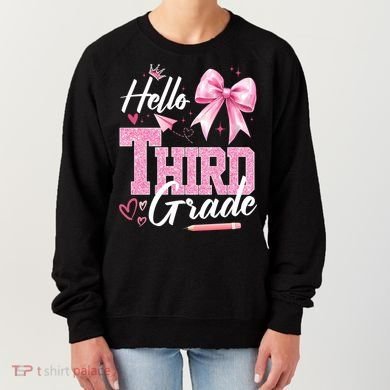 Hello 3rd Third Grade First Day Of School Coquette Teacher Women's Sweatshirt