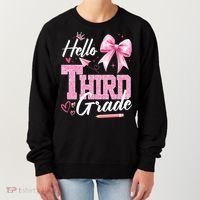 Hello 3rd Third Grade First Day Of School Coquette Teacher Women's Sweatshirt thumb 0