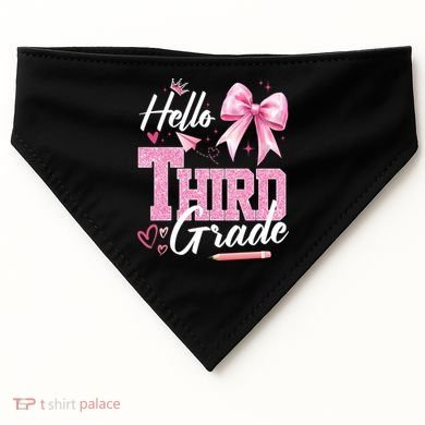 Hello 3rd Third Grade First Day Of School Coquette Teacher USA-Made Doggie Bandana