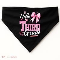 Hello 3rd Third Grade First Day Of School Coquette Teacher USA-Made Doggie Bandana thumb 0