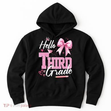 Hello 3rd Third Grade First Day Of School Coquette Teacher Hoodie