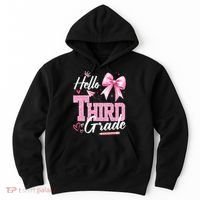 Hello 3rd Third Grade First Day Of School Coquette Teacher Hoodie thumb 0