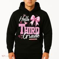 Hello 3rd Third Grade First Day Of School Coquette Teacher Hoodie thumb 2