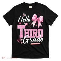Hello 3rd Third Grade First Day Of School Coquette Teacher T-Shirt thumb 0