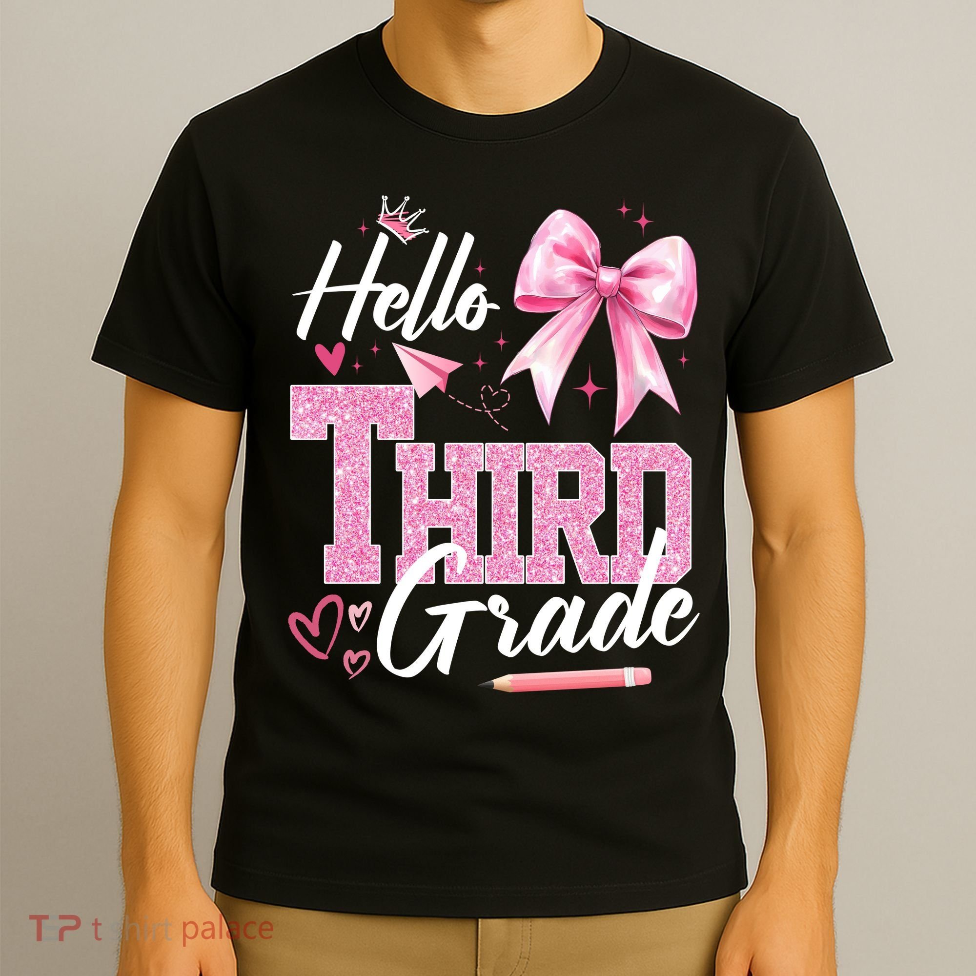 Hello 3rd Third Grade First Day Of School Coquette Teacher T-Shirt