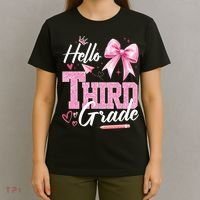 Hello 3rd Third Grade First Day Of School Coquette Teacher T-Shirt thumb 4