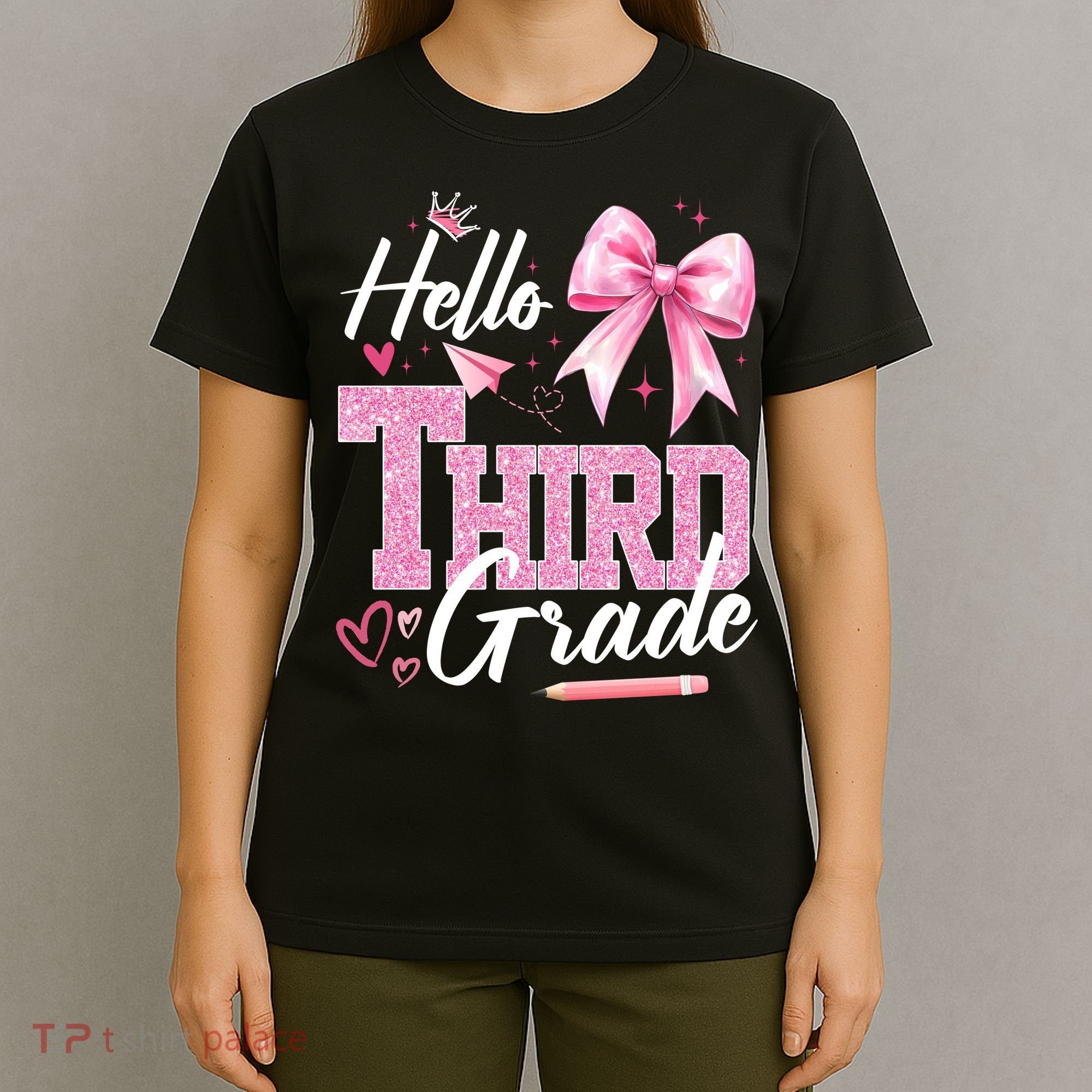 Hello 3rd Third Grade First Day Of School Coquette Teacher T-Shirt