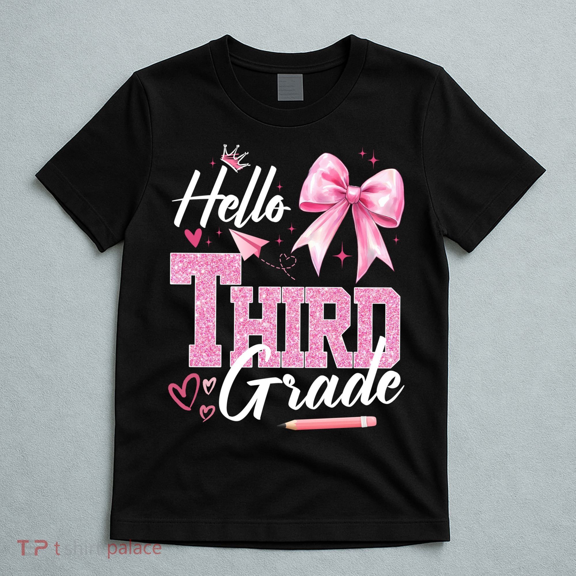 Hello 3rd Third Grade First Day Of School Coquette Teacher T-Shirt