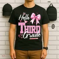 Hello 3rd Third Grade First Day Of School Coquette Teacher T-Shirt thumb 6