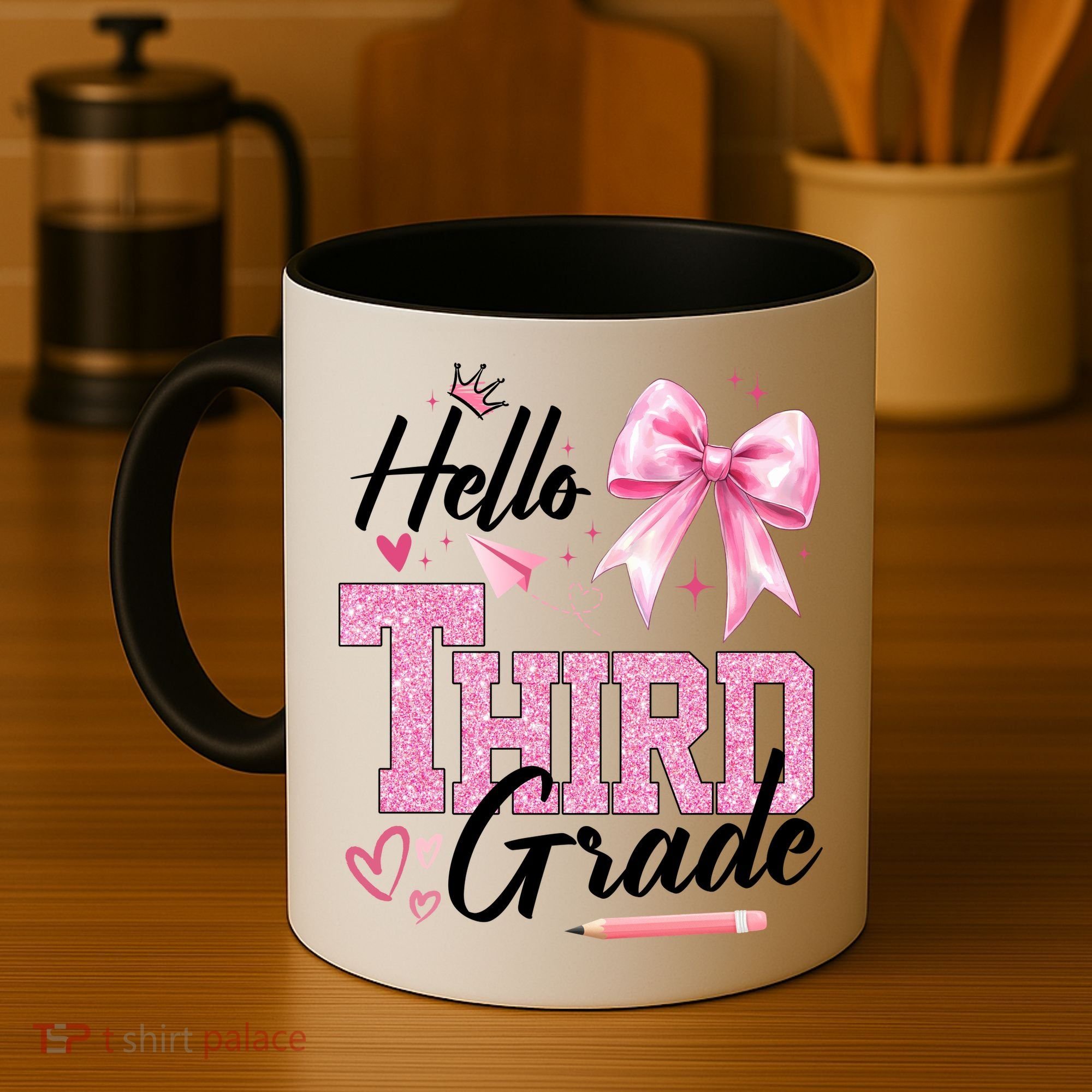 Hello 3rd Third Grade First Day Of School Coquette Teacher Coffee Mug
