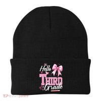 Hello 3rd Third Grade First Day Of School Coquette Teacher Beanie thumb 0