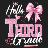 Hello 3rd Third Grade First Day Of School Coquette Teacher Beanie thumb 2