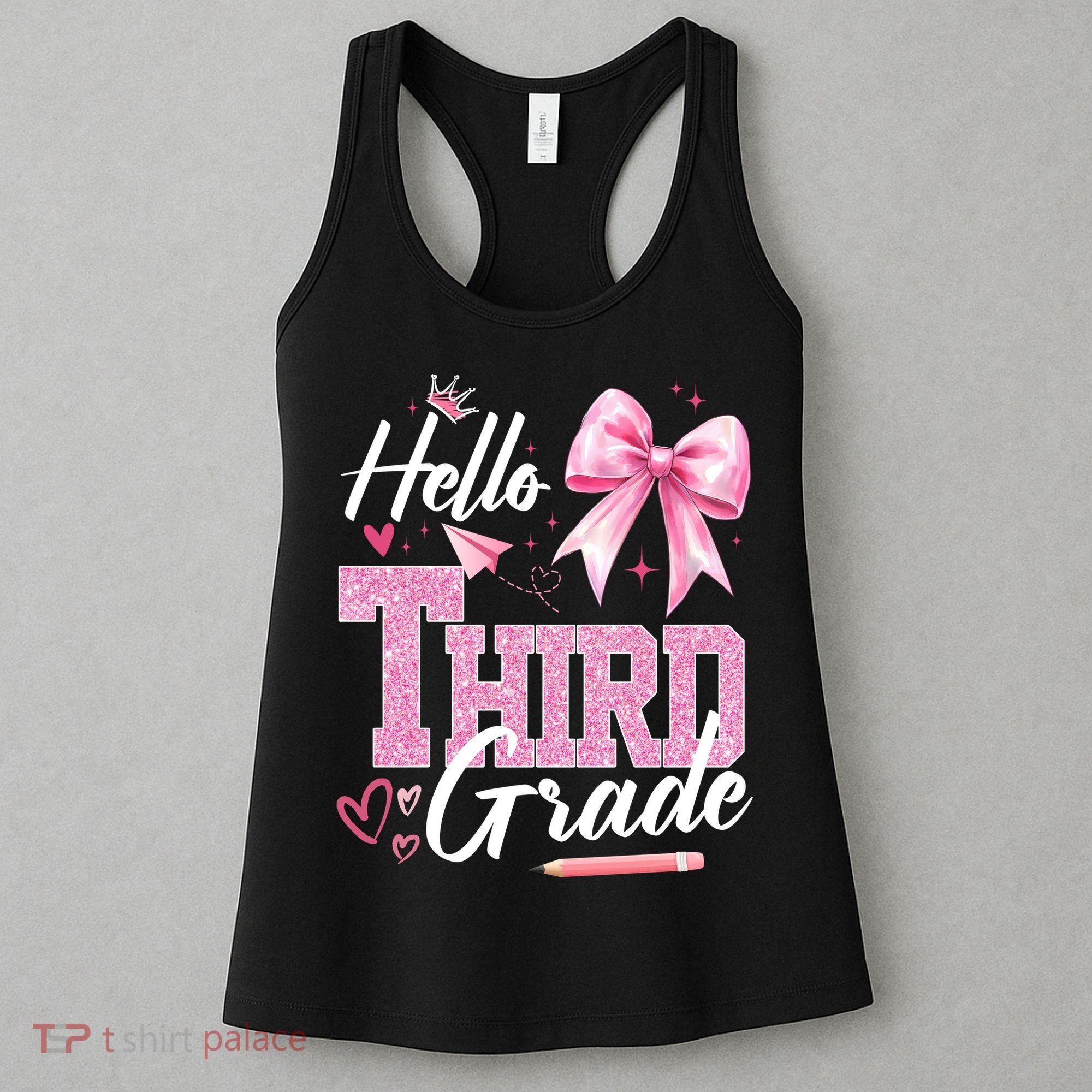 Hello 3rd Third Grade First Day Of School Coquette Teacher Women's Tank Top