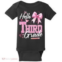 Hello 3rd Third Grade First Day Of School Coquette Teacher Baby Bodysuit thumb 0