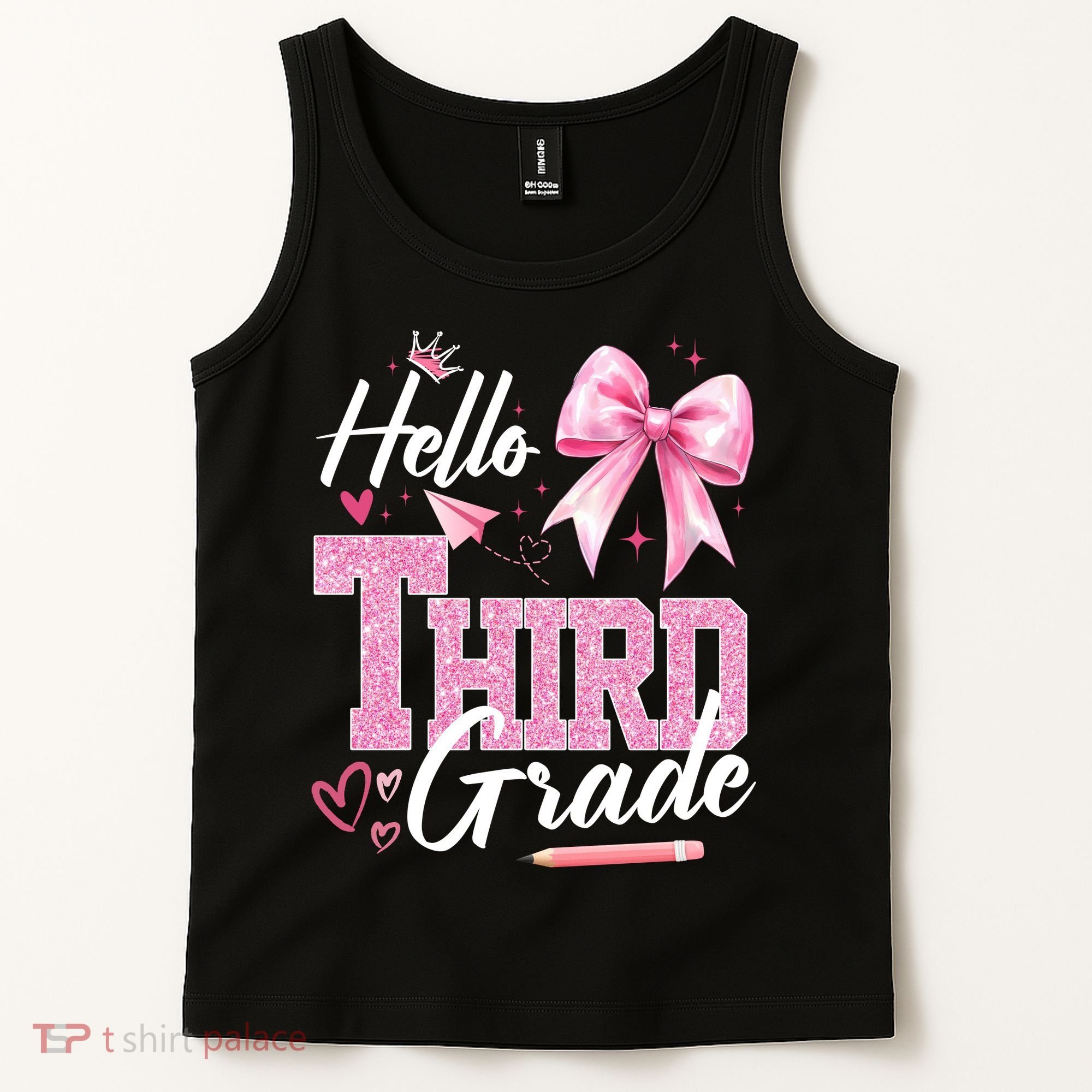 Hello 3rd Third Grade First Day Of School Coquette Teacher Tank Top