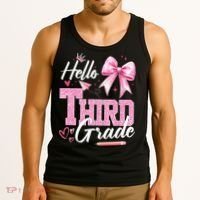 Hello 3rd Third Grade First Day Of School Coquette Teacher Tank Top thumb 3