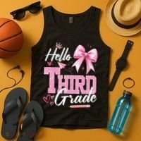 Hello 3rd Third Grade First Day Of School Coquette Teacher Tank Top thumb 4