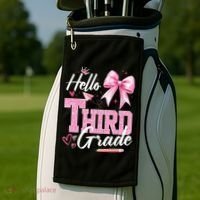 Hello 3rd Third Grade First Day Of School Coquette Teacher Golf Towel thumb 2