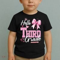 Hello 3rd Third Grade First Day Of School Coquette Teacher Toddler T-Shirt thumb 2