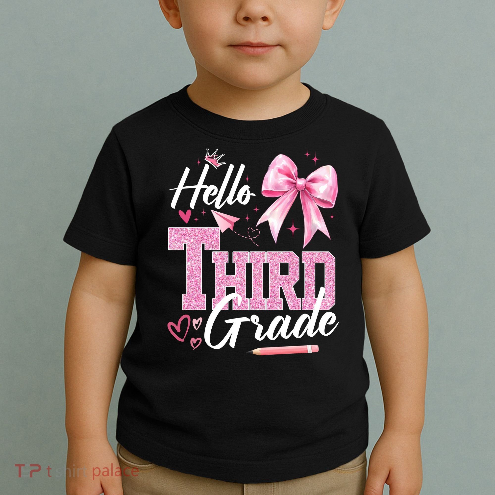 Hello 3rd Third Grade First Day Of School Coquette Teacher Toddler T-Shirt