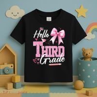 Hello 3rd Third Grade First Day Of School Coquette Teacher Toddler T-Shirt thumb 3