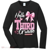 Hello 3rd Third Grade First Day Of School Coquette Teacher Women's Long Sleeve Shirt thumb 0