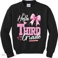 Hello 3rd Third Grade First Day Of School Coquette Teacher Kids Sweatshirt thumb 0