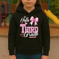 Hello 3rd Third Grade First Day Of School Coquette Teacher Kids Hoodie thumb 3
