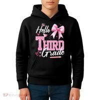 Hello 3rd Third Grade First Day Of School Coquette Teacher Kids Hoodie thumb 4