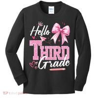Hello 3rd Third Grade First Day Of School Coquette Teacher Kids Long Sleeve Shirt thumb 0