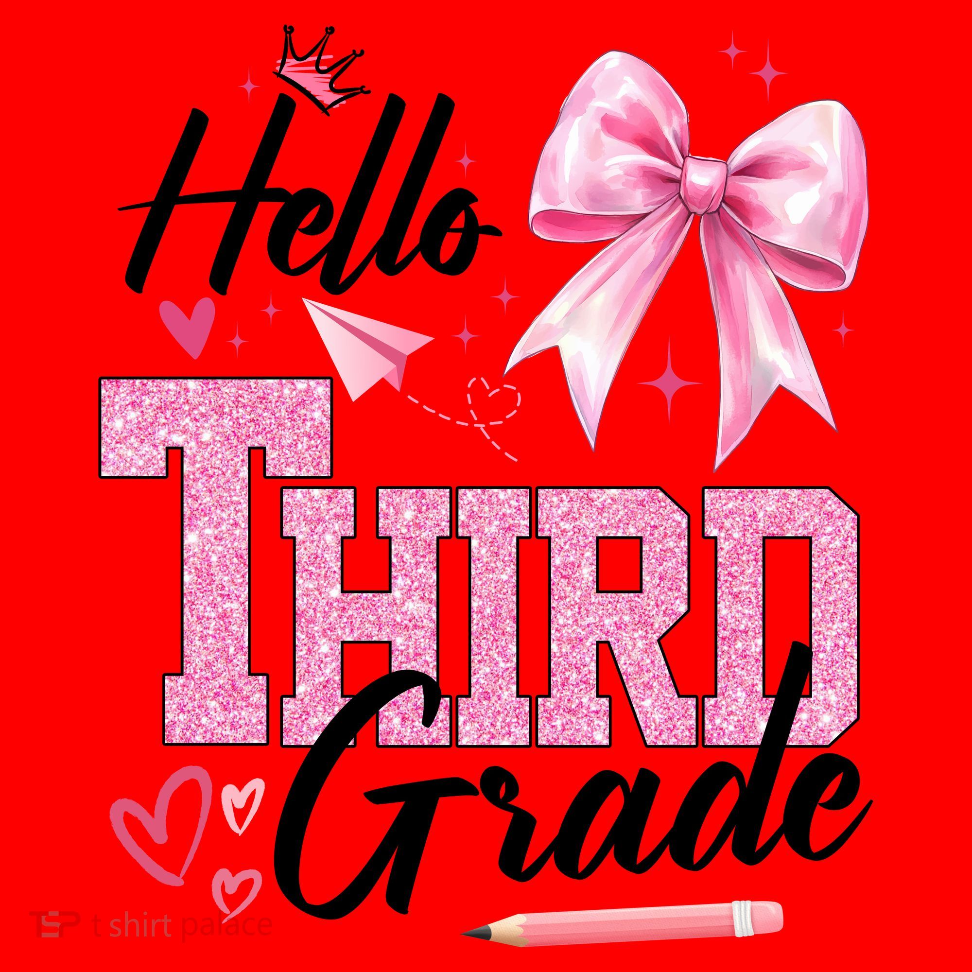 Hello 3rd Third Grade First Day Of School Coquette Teacher Santa Hat