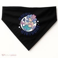 Happy 4th Birthday Cute Mermaid USA-Made Doggie Bandana thumb 0