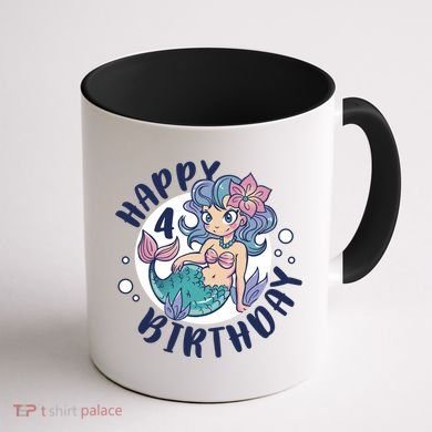 Happy 4th Birthday Cute Mermaid Coffee Mug back