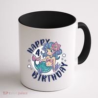 Happy 4th Birthday Cute Mermaid Coffee Mug thumb 1