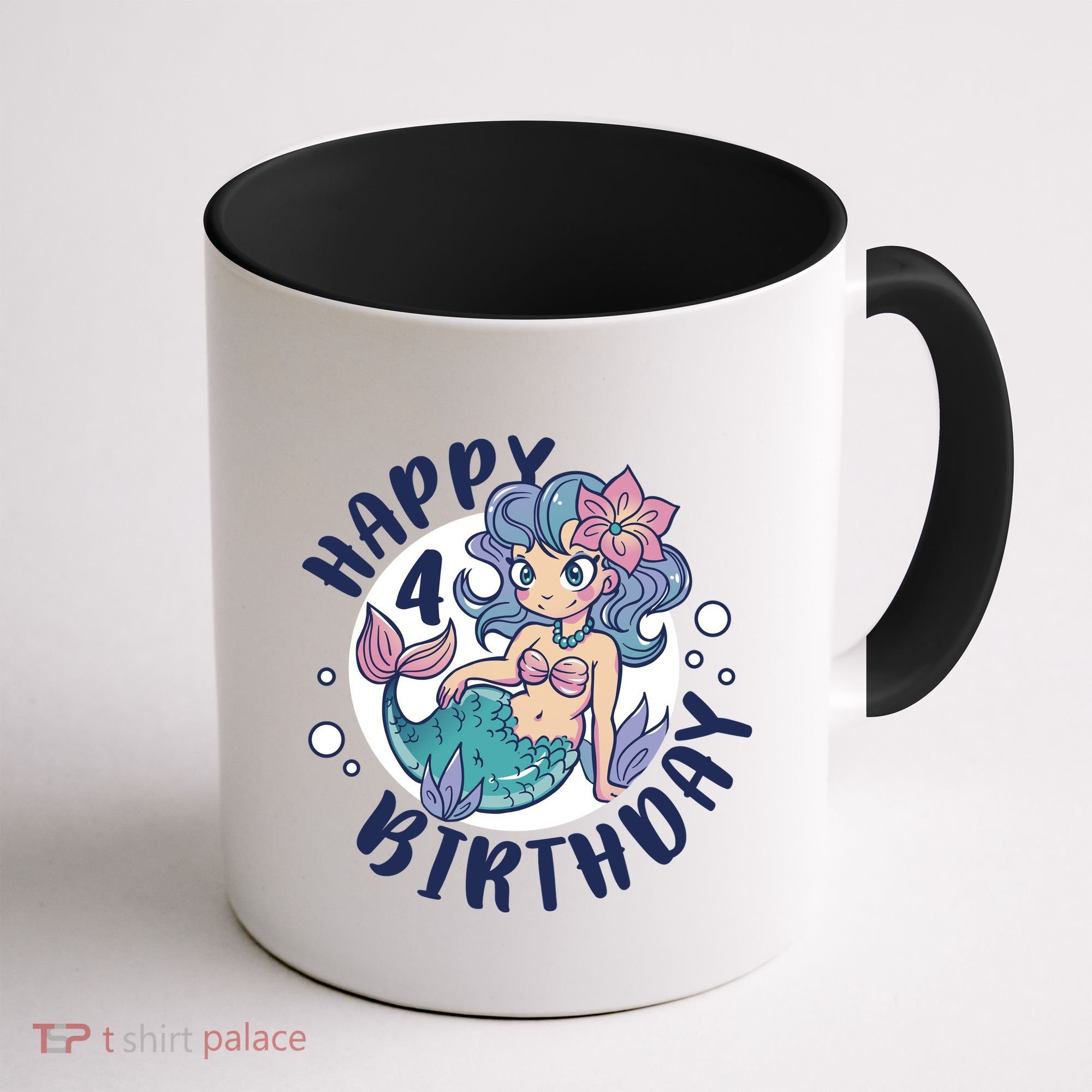 Happy 4th Birthday Cute Mermaid Coffee Mug