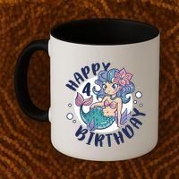 Happy 4th Birthday Cute Mermaid Coffee Mug thumb 2