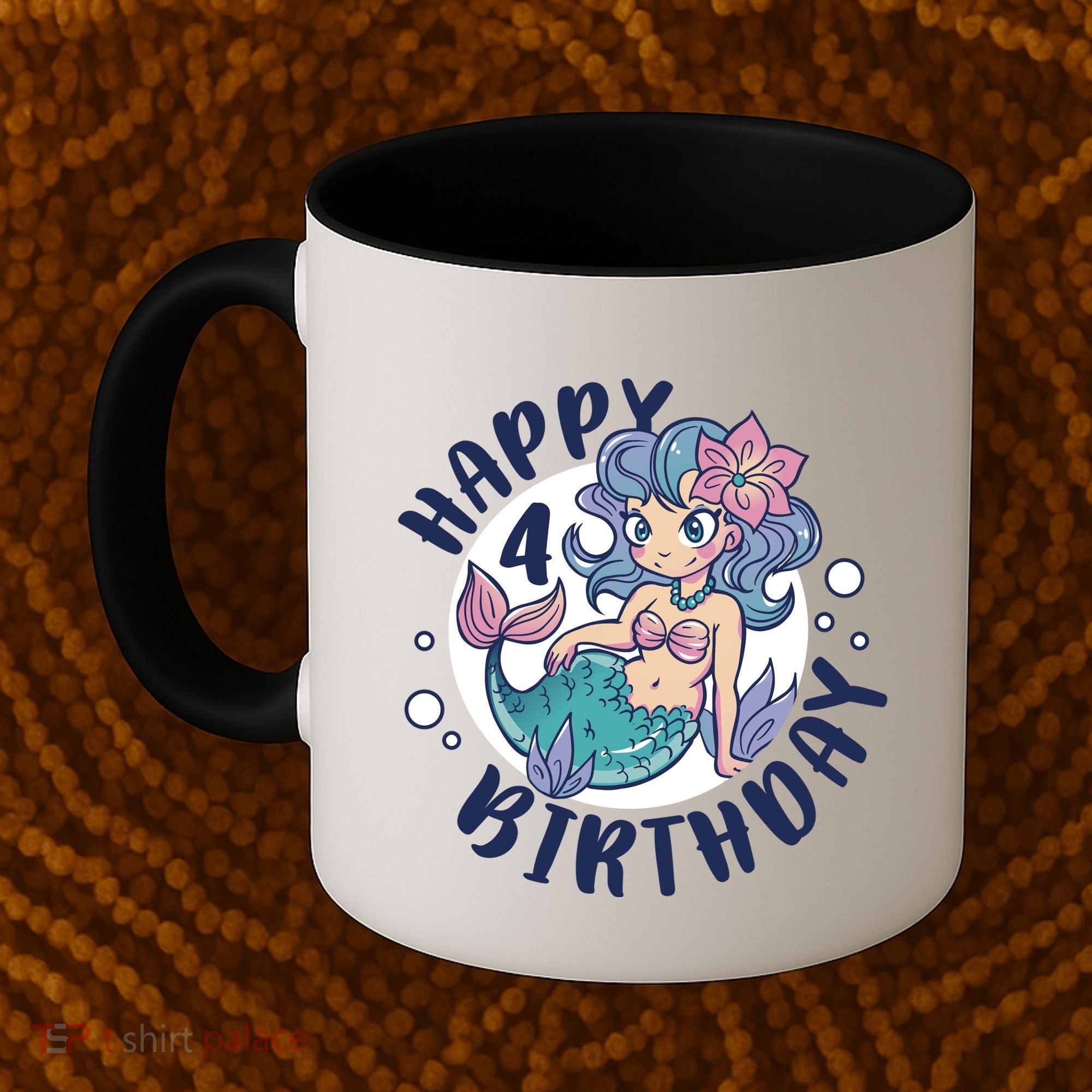 Happy 4th Birthday Cute Mermaid Coffee Mug