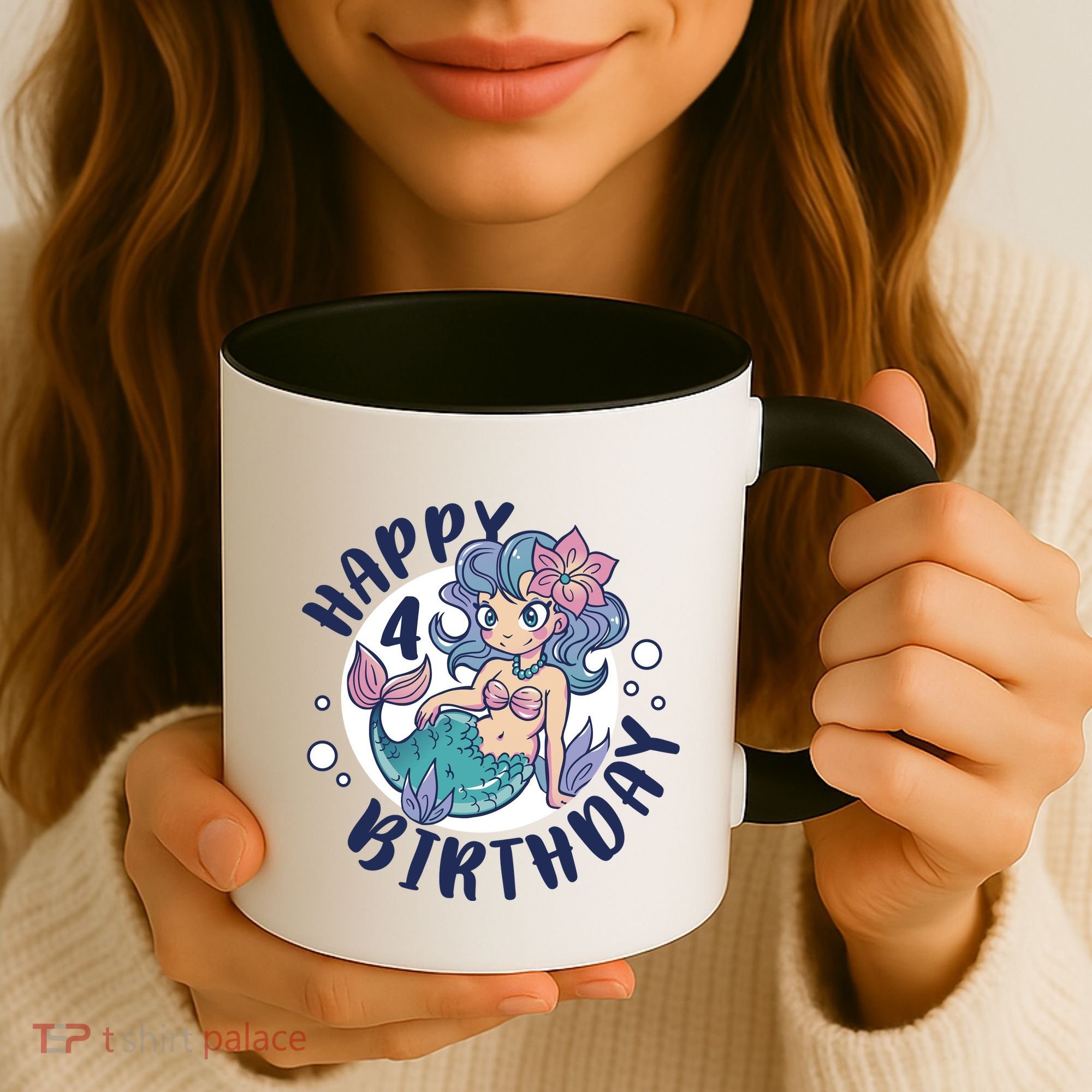 Happy 4th Birthday Cute Mermaid Coffee Mug